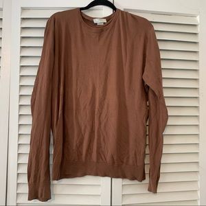John Smedley XL 100% Sea Island Cotton Brown Crewneck Sweater